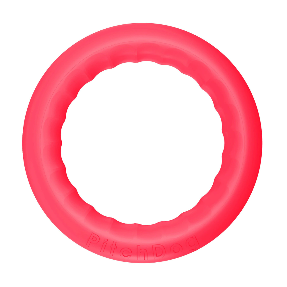 PitchDog Safe and Durable Fetch Ring for Dogs (Pink, 11 inches)